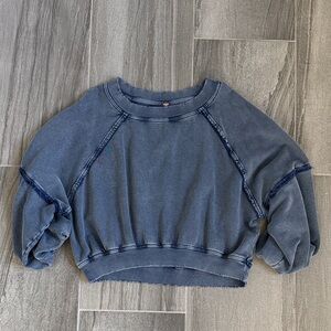 Free People Blue Slightly Cropped Sweatshirt